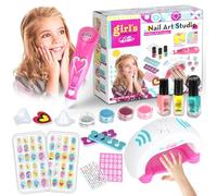 UCAMP Set Unghie Bambini Kit,Unghie Bambina,Giocattoli Bambina Set,Smalti per Unghie Kit con Unghie Asciuga,per Ragazze 6 7 8 9 10 Anni,Giochi di Nail Arts Per Ragazze Bambini