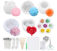UCAMP Stampi Per Candele In Silicone,6 Pezzi Stampi Per Candele Fai Da Te,Stampo In Silicone A Forma Di Fiore,Stampo Per Candele Fai Da Te Per Artigianato,Candela Profumata,Sapone