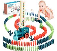 UCAMP Treno del Domino Elettrico per Bambini, Automatico Trenino Toy Set con 200 Blocchi, con Luci e Suoni, per Giocattoli di 3 4 5 6 7 8 Anni, Giochi Regalo Natale/Compleanno