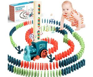 UCAMP Treno del Domino Elettrico per Bambini, Automatico Trenino Toy Set con 200 Blocchi, con Luci e Suoni, per Giocattoli di 3 4 5 6 7 8 Anni, Giochi Regalo Natale/Compleanno