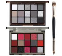 UCANBE - Set di 2 palette di ombretti per Halloween, colore nero, rosso, lucido, opaco, metallico, fumé, occhi scuri
