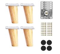 UCCE 4 Gambe affidabili per mobili in Legno di Gomma, Gambe per Tavolo a Cono Obliquo in Legno massello con Piastra di Montaggio e Viti (20 m)