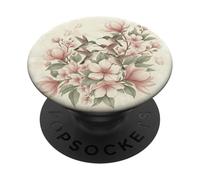 Uccelli appollaiati tra fiori rosa retrò PopSockets PopGrip Adesivo