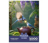 Uccelli Blu Puzzle 1000 Pezzi Fiori di glicina Puzzle Difficile E Stimolante Decorazione Interna in Cartone 100% Riciclato per Il Rilassamento Creatività E come Regalo 38x26cm/1000pcs