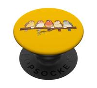 Uccelli carini su un ramo bere caffè insieme divertente PopSockets PopGrip Adesivo