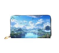 Uccelli che volano nel cielo modello, portafoglio da donna, pochette lunga, portafoglio porta carte di credito, portamonete da viaggio, nero, taglia unica, Nero , Taglia unica