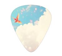 Uccelli che volano sotto nuvole bianche, confezione da 12 plettri per chitarra, 4 pezzi in ciascuna delle 3 dimensioni, adatti per una vasta gamma di strumenti a corda