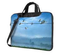 Uccelli che volano via sopra il cielo borsa del computer portatile del computer portatile unisex borsa a tracolla messenger borsa posteriore stagione scolastica, Nero , 13 inch