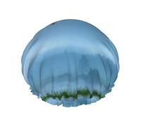 Uccelli che volano via sopra il cielo cuffia da doccia per uomo berretto donna riutilizzabile impermeabile lungo spessore cura dei capelli corti bambini bagno