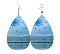 Uccelli che volano via sopra il cielo orecchino in pelle per le donne orecchini in pelle trafitto a goccia set di gioielli di compleanno regali di Natale per