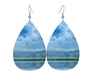 Uccelli che volano via sopra il cielo orecchino in pelle per le donne orecchini in pelle trafitto a goccia set di gioielli di compleanno regali di Natale per