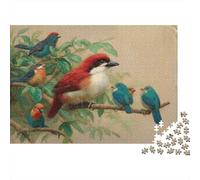 Uccelli colorati Perched Puzzle Da 1000 Pezzi Per Adulti, Carta Riciclata Premium, Uccello rosso sul ramo Decorazione Murale Domestica, Sfida Mentale, Gioco Cerebrale 52x38cm/1000pcs
