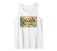 Uccelli colorati sul ramo fiore di ciliegio Giappone stile Bird Watcher Canotta