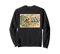 Uccelli colorati sul ramo fiore di ciliegio Giappone stile Bird Watcher Felpa