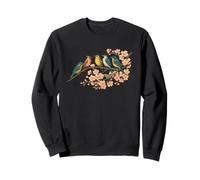 Uccelli colorati sul ramo fiore di ciliegio Giappone stile Bird Watcher Felpa