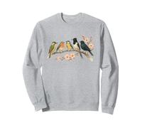 Uccelli colorati sul ramo fiore di ciliegio Giappone stile Bird Watcher Felpa