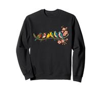 Uccelli colorati sul ramo fiore di ciliegio Giappone stile Bird Watcher Felpa
