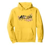 Uccelli colorati sul ramo fiore di ciliegio Giappone stile Bird Watcher Felpa con Cappuccio