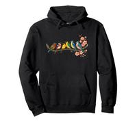 Uccelli colorati sul ramo fiore di ciliegio Giappone stile Bird Watcher Felpa con Cappuccio