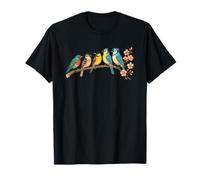 Uccelli colorati sul ramo fiore di ciliegio Giappone stile Bird Watcher Maglietta