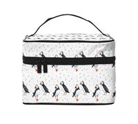 Uccelli delle pulcinelle di mare, Borsa per il trucco Borsa per cosmetici Borsa da toilette da viaggio portatile Astuccio per matite Astuccio da toilette