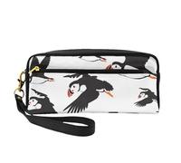 Uccelli delle pulcinelle di mare, Borsa per il trucco Borsa per cosmetici Borsa da viaggio portatile da toilette Astuccio in pelle per donne e ragazze