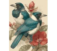 Uccelli Dipingere Con I Numeri Adulti, Flower Paint by Numbers Kit, Fai Da Te Dipingere Con I Numeri Con Pennelli e Vernice Acrilica, Passatempo per Adulti, Decora la Casa Regalo, 50x70cm R-8083