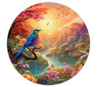 Uccelli e fiori Puzzle 1000 pezzi Il sole tramonto Waterfall Rotondo Puzzle Gioco Casuale Decorazione Casa per Attività Familiari Stimolanti 1000 pezzi (67,5 x 67,5 cm)