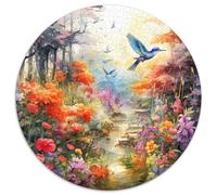 Uccelli e Fiori Puzzle 1000 Pezzi Torrente Rotondo Puzzle Gioco Casual Home Decor per Attività Familiari Stimolanti 1000pcs (67,5x67,5cm)