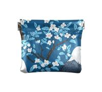 Uccelli Estetici Fiori Blu Delle Donne Della Moneta Della Borsa Della Moneta Impermeabile Mini Titolare Della, Uccelli Estetici Blu, 4.33"(L) x 3.74"(W) x 0.39"(H), classico
