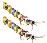 Uccelli finti per artigianato, 12 pezzi di mini uccello di piume di simulazione: adotta gli occhi intarsiati tridimensionali, che lo rende intelligente e carino, quindi tutto il for