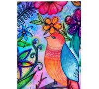Uccelli Fiori Dipingere con i Numeri per Adulti,con Telaio Kit di pittura su Tela Set di Pittura a Olio Fai da Te con pennelli e Colori Acrilica Paint by Numbers Decora la casa Regalo 20x30 cm