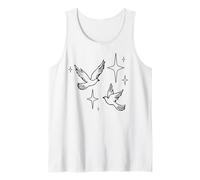 Uccelli minimalisti in Volo con Le Stelle | Dreamy Line Art Canotta