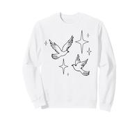 Uccelli minimalisti in Volo con Le Stelle | Dreamy Line Art Felpa