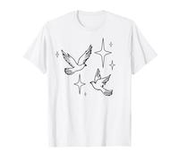 Uccelli minimalisti in Volo con Le Stelle | Dreamy Line Art Maglietta