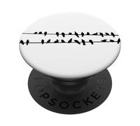 Uccelli minimalisti su filo Silhouette Nature Art PopSockets PopGrip Adesivo
