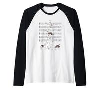 Uccelli Musica Uccelli Note Clef Music Maglia con Maniche Raglan