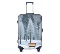 Uccelli nel parco in una giornata di neve copertura elastica per bagagli da viaggio Tao18-32 pollici copertura per bagagli con cerniera antigraffio antipolvere stretta fissaggio e smontaggio rapido,