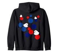 Uccelli Selvatici Giapponesi, Rosso, Blu, Punto, Rotondo, Pois, Kansai, Evento, Famiglia, Abbinamento Felpa con Cappuccio