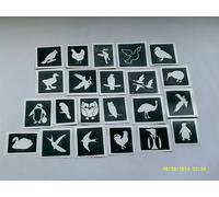 Uccelli tema stencil 30 x (misto) per scintillio tatuaggi cigno gufo pinguino