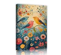 Uccelli vibranti e stampe su tela d'arte floreale Opere d'arte colorate natura per il soggiorno Home Decor Cartoon Painting Poster per la camera degli adolescenti 50x70cm Innerframe
