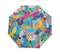 Uccelli Zebra Animali Africani Ombrello Pieghevole Automatico Ombrelli Antivento Protezione UV da Viaggio per Bambini Ragazzi Ragazze
