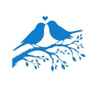 uccellini amorevoli sul ramo di un albero clipart silhouette in colomba Adesivi con incisioni di pregio 60.8x80.8cm Abbellimento murale Blu