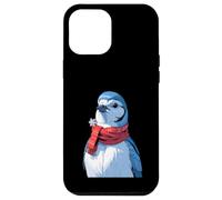 Uccellino Blu con Sciarpa e Fiocco di Neve Invernale Custodia per iPhone 12 Pro Max