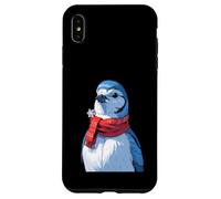 Uccellino Blu con Sciarpa e Fiocco di Neve Invernale Custodia per iPhone XS Max