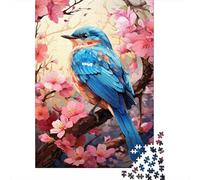 Uccellino Blu Puzzle 1000 Pezzi Carta per Adulti Albero di Ciliegio Gioco di Puzzle 1000 Pezzi Relax Famiglia Decorazione Regalo 70x50cm/1000pcs