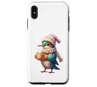 Uccellino invernale con berretto, sciarpa e tazza Custodia per iPhone XS Max