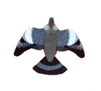 Uccello artificiale per respingere gli uccelli in plastica resistente, realistico, con ali grandi, per giardino e balcone, resistente alle intemperie, da appendere contro i piccioni, nero, 62 x 37 x