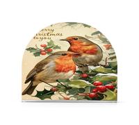 Uccello Buon Natale Portagiovaglioli di carta acrilica per Picnic Bar Rustico portatovaglioli autoportante per tavolo decorazione domestica per Picnic Bar Rustico