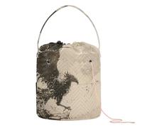 Uccello Cinese Inchiostro Pittura Borse di Immagazzinaggio con Fori Crochet Fornitura per Ferro da Maglia Bolsa de Hilo para tej